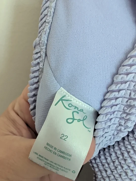 Lilac Ribbed Plus Size One-Piece Swimsuit - Picture 2 of 6